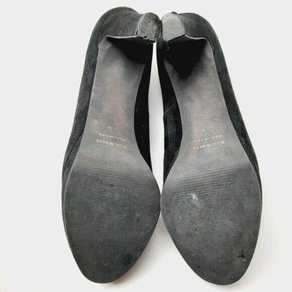 RON WHITE Italy Suede Low Platform Stiletto Heel Slip-on Shoes Sz 9.5 - Picture 14 of 15